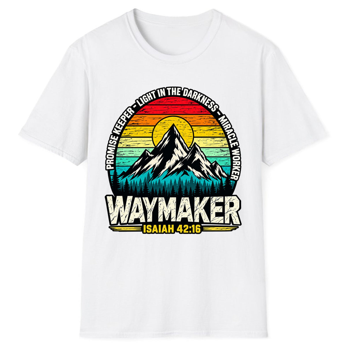 Waymaker Isaiah 42:16 Mountain Sunset Classic Tee - White