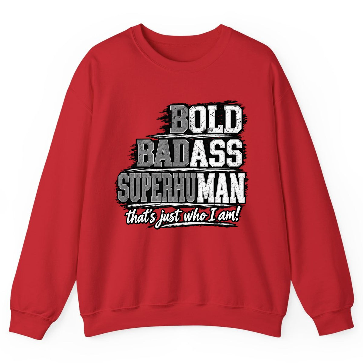 Bold Badass Superhuman Crewneck Sweatshirt - Red