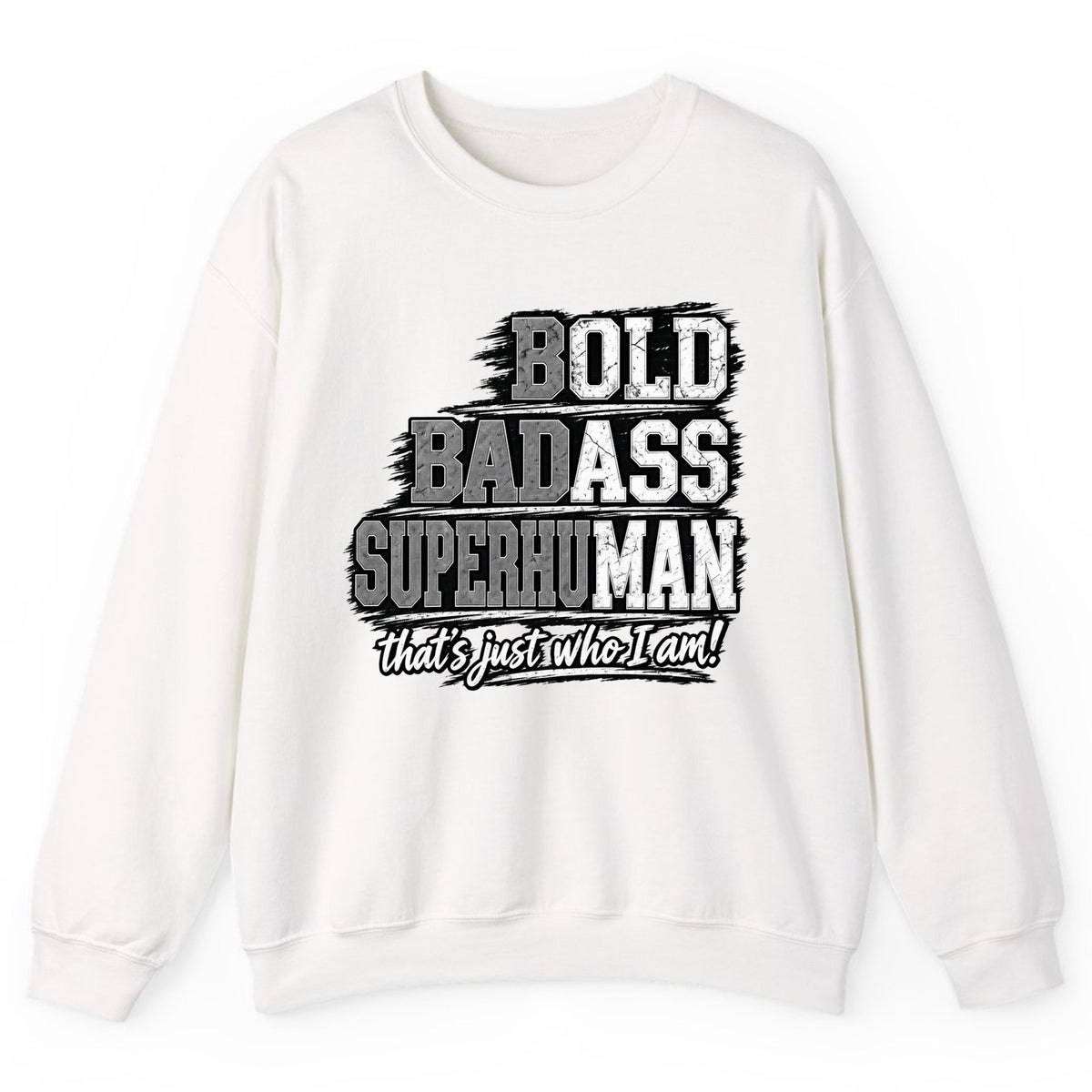 Bold Badass Superhuman Crewneck Sweatshirt - White