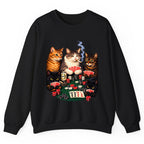 Poker Cats Game Night Crewneck Sweatshirt - Black