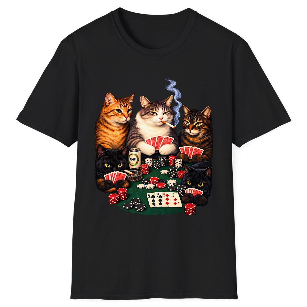 Poker Cats Game Night Classic Tee - Black