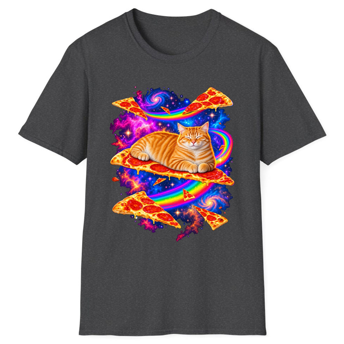Cosmic Pizza Cat Classic Tee - Dark Heather