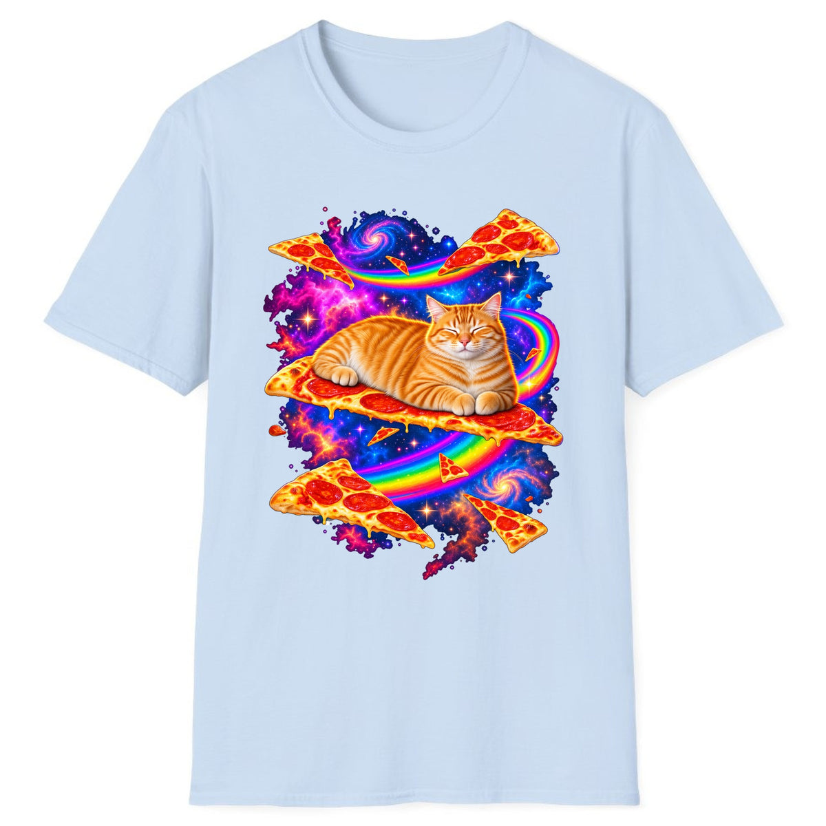 Cosmic Pizza Cat Classic Tee - Light Blue