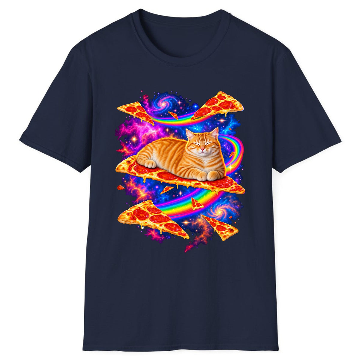 Cosmic Pizza Cat Classic Tee - Navy