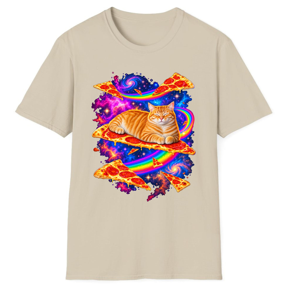 Cosmic Pizza Cat Classic Tee - Sand