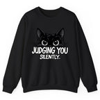 Judging You Silently Cat Crewneck Sweatshirt - Black