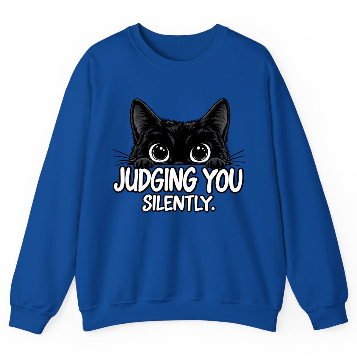 Judging You Silently Cat Crewneck Sweatshirt - Royal