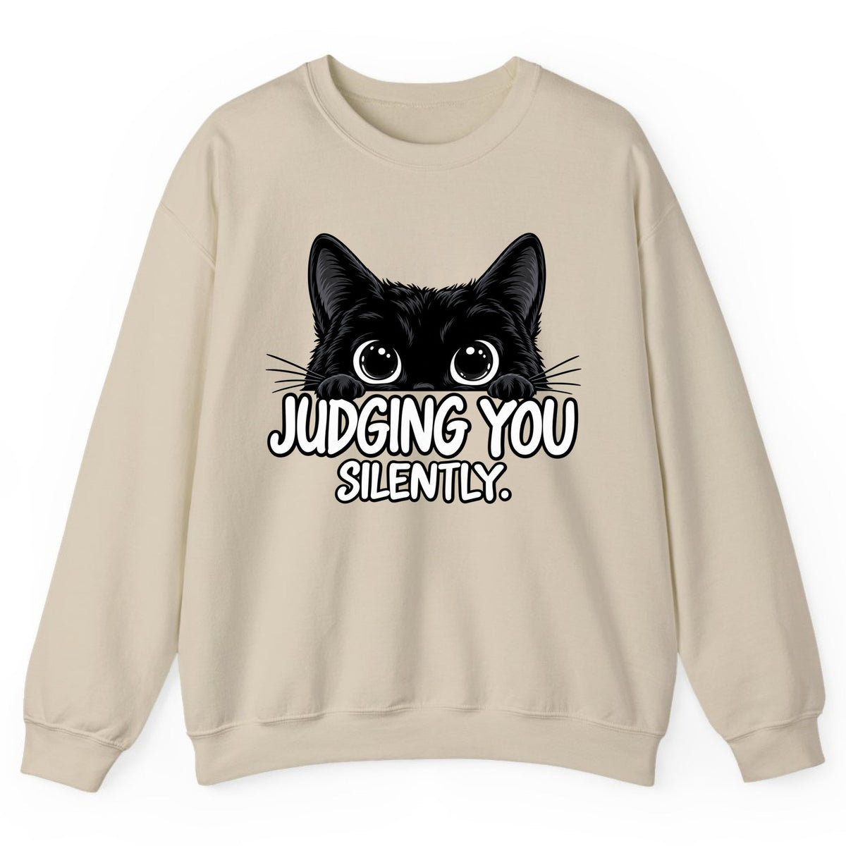 Judging You Silently Cat Crewneck Sweatshirt - Sand