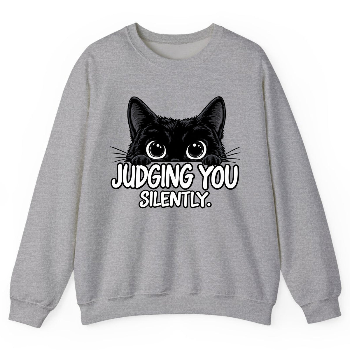 Judging You Silently Cat Crewneck Sweatshirt - Sport Grey