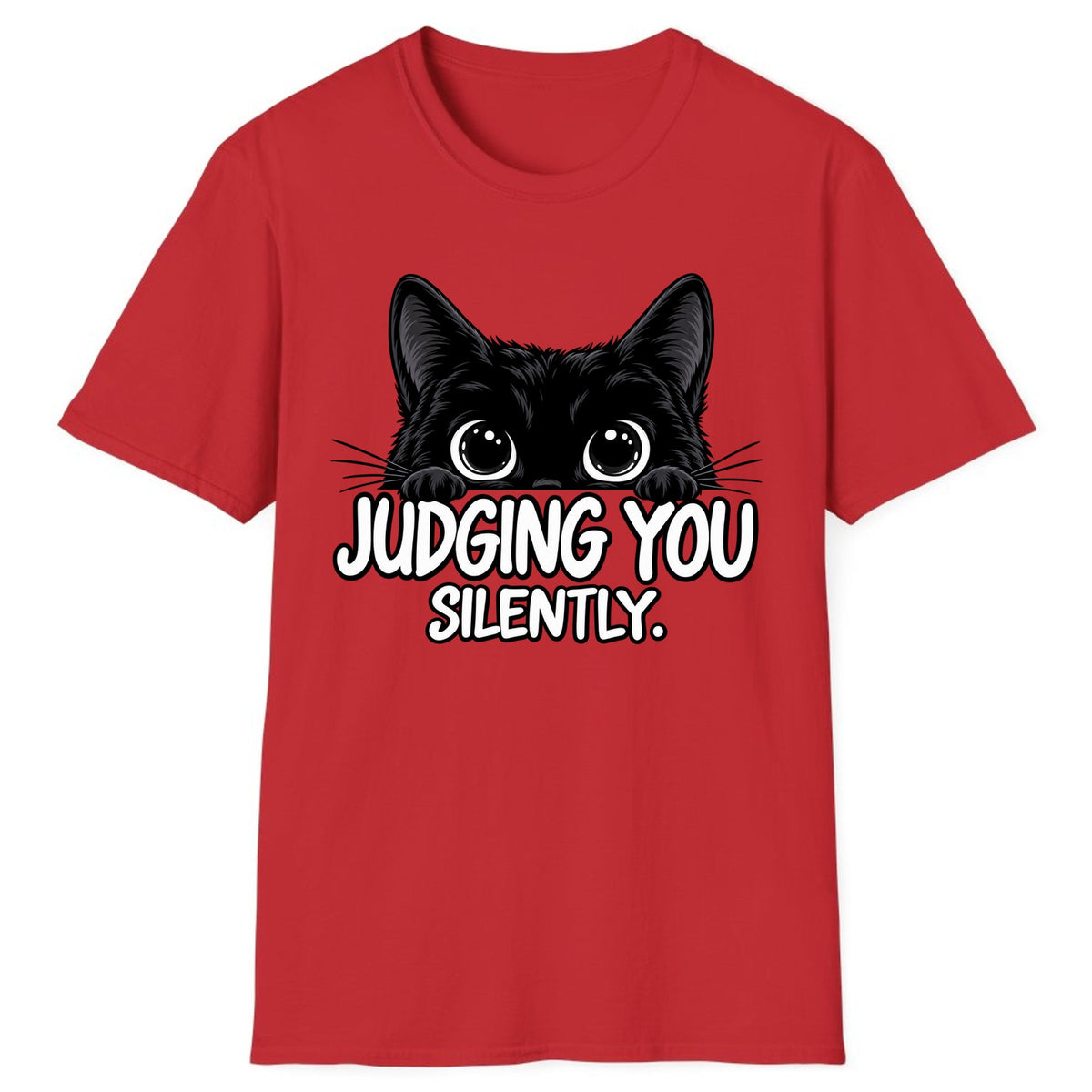 Judging You Silently Cat Classic Tee - Red