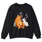 Smokin' Cat Beer Buddies Crewneck Sweatshirt - Black