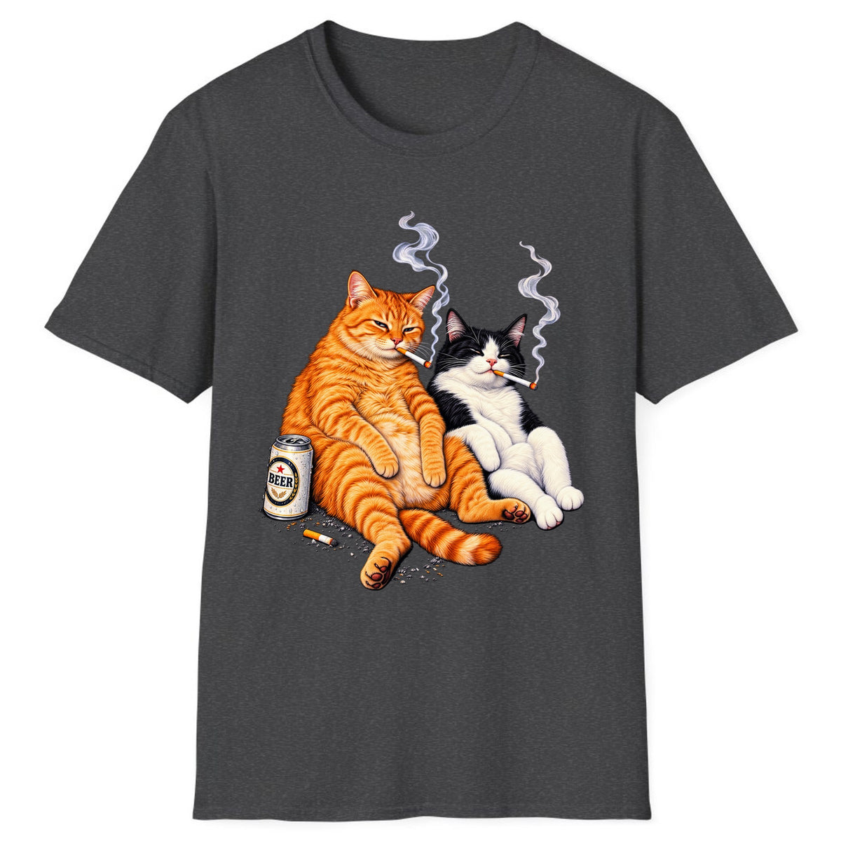 Smokin' Cat Beer Buddies Classic Tee - Dark Heather