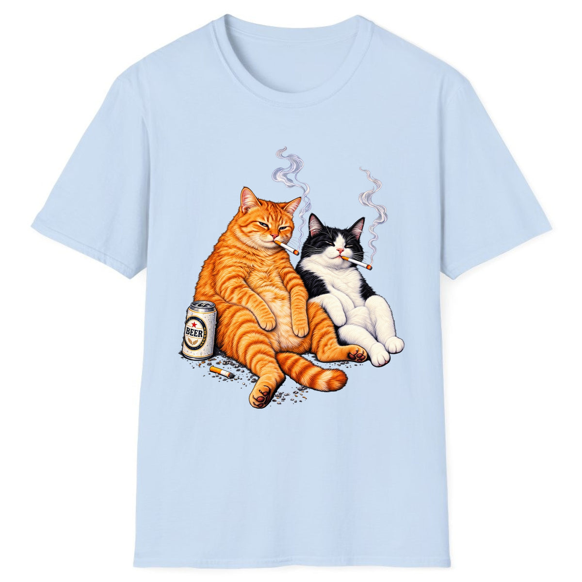 Smokin' Cat Beer Buddies Classic Tee - Light Blue