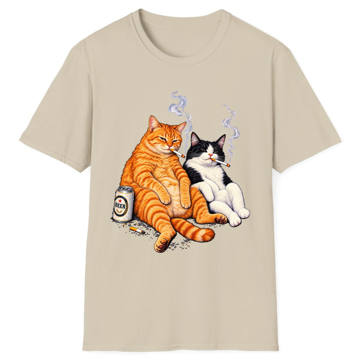 Smokin' Cat Beer Buddies Classic Tee - Sand