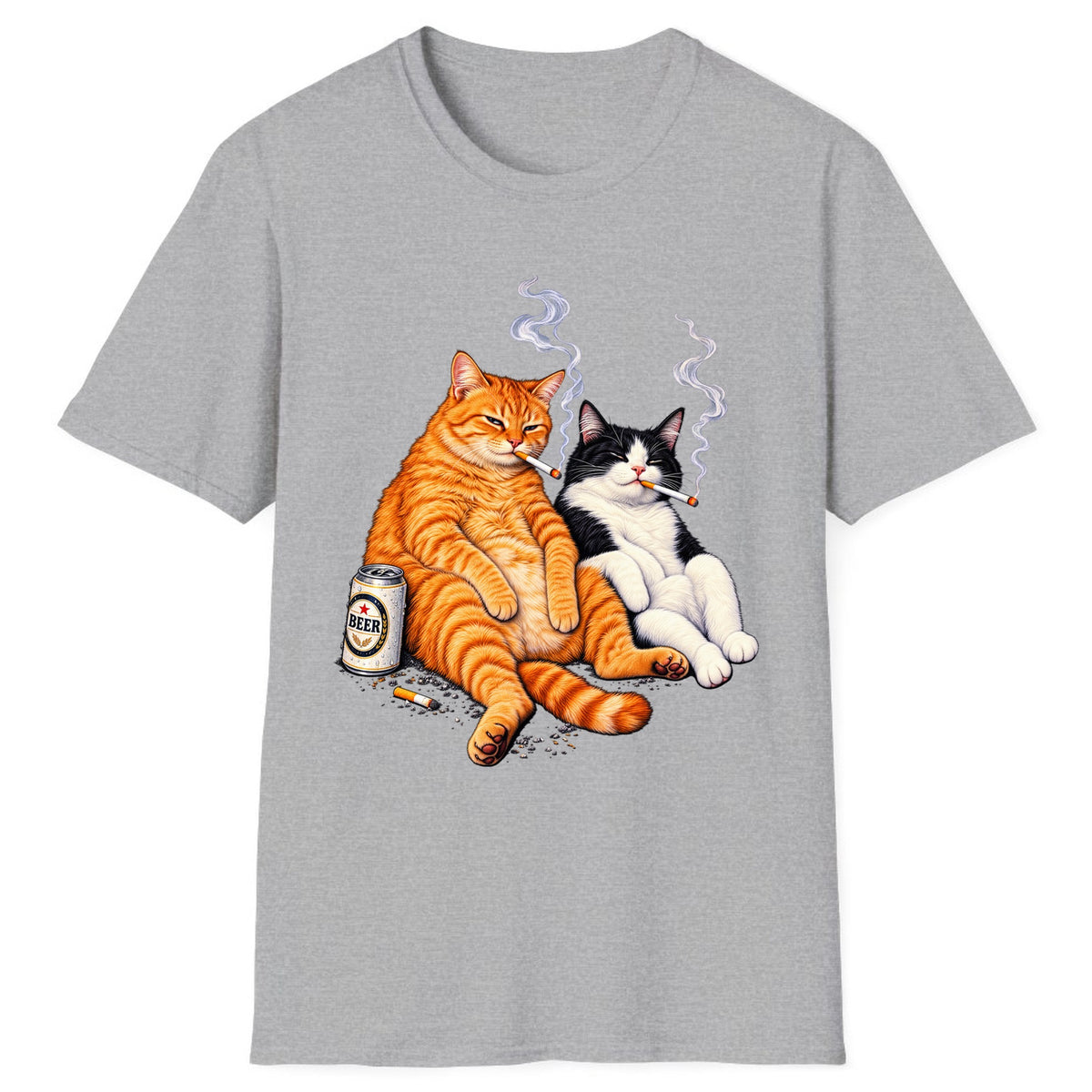 Smokin' Cat Beer Buddies Classic Tee - Sport Grey