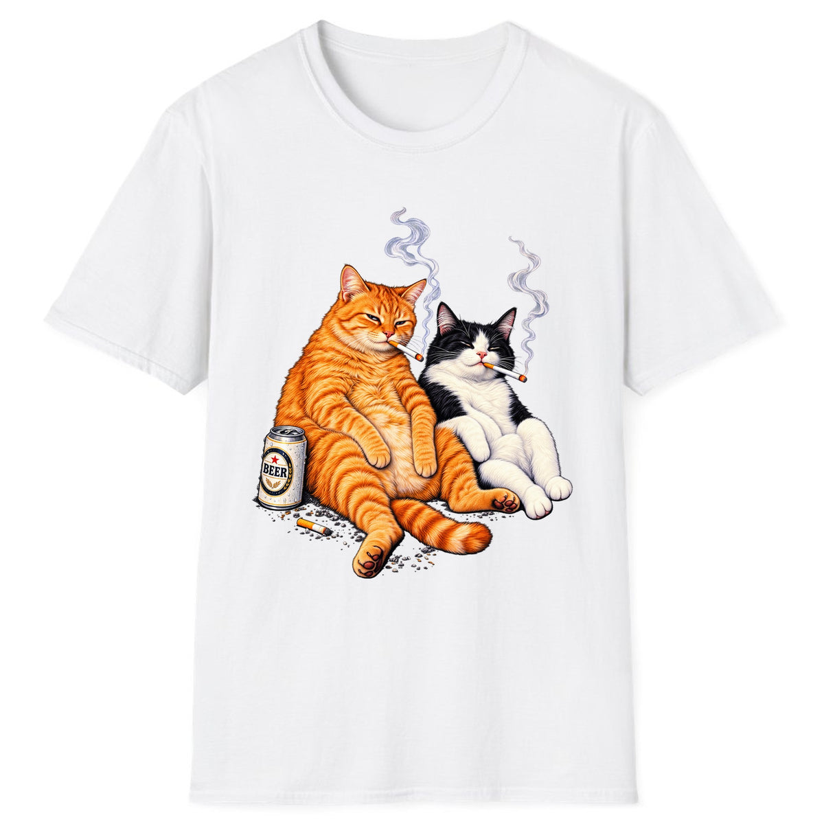 Smokin' Cat Beer Buddies Classic Tee - White