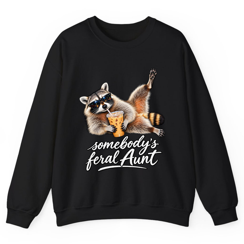 Somebody's Feral Aunt Crewneck Sweatshirt - Black