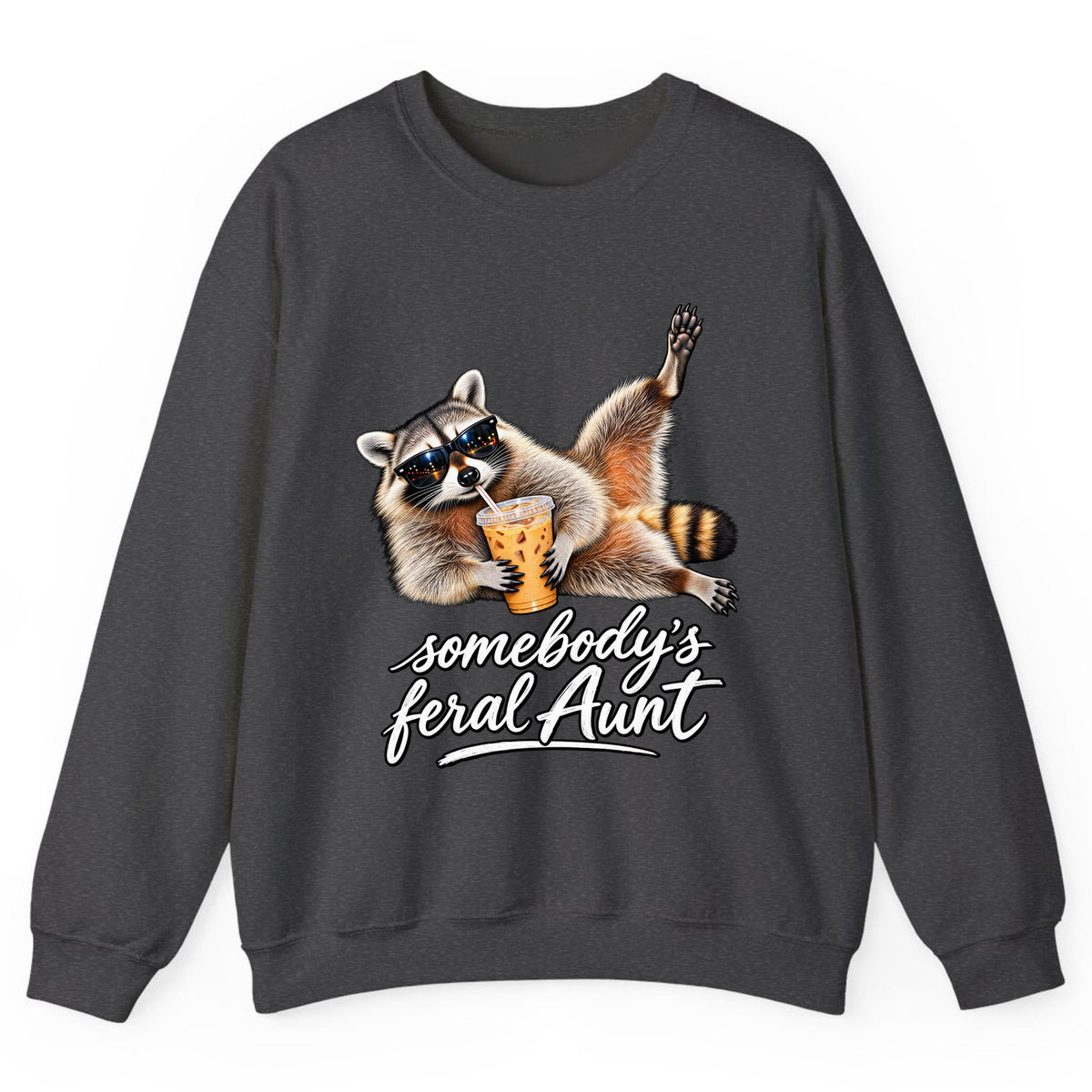 Somebody's Feral Aunt Crewneck Sweatshirt - Dark Heather