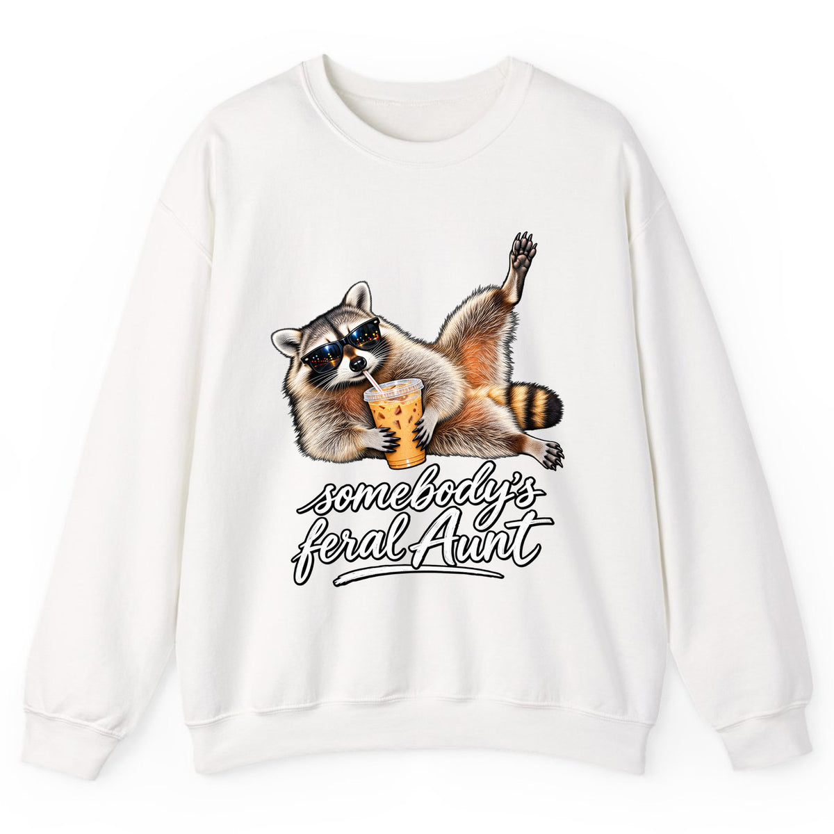 Somebody's Feral Aunt Crewneck Sweatshirt - White