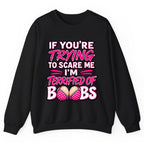 Terrified Of Boobs Funny Adult Humor Crewneck Sweatshirt - Black