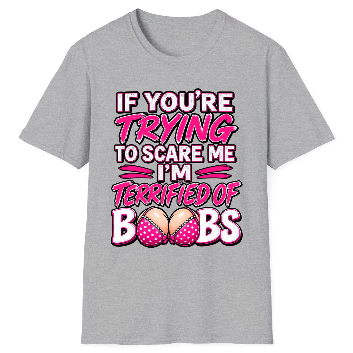 Terrified Of Boobs Funny Adult Humor Classic Tee - Sport Grey