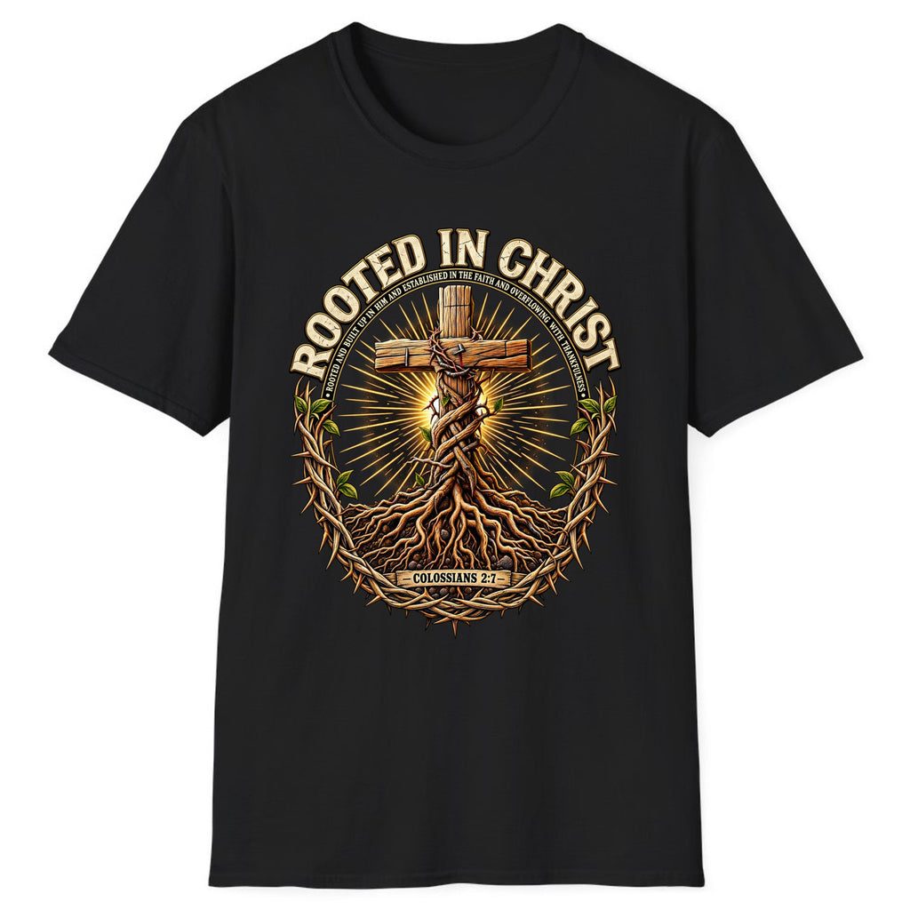 Rooted in Christ Colossians 2:7 Classic Tee - Black