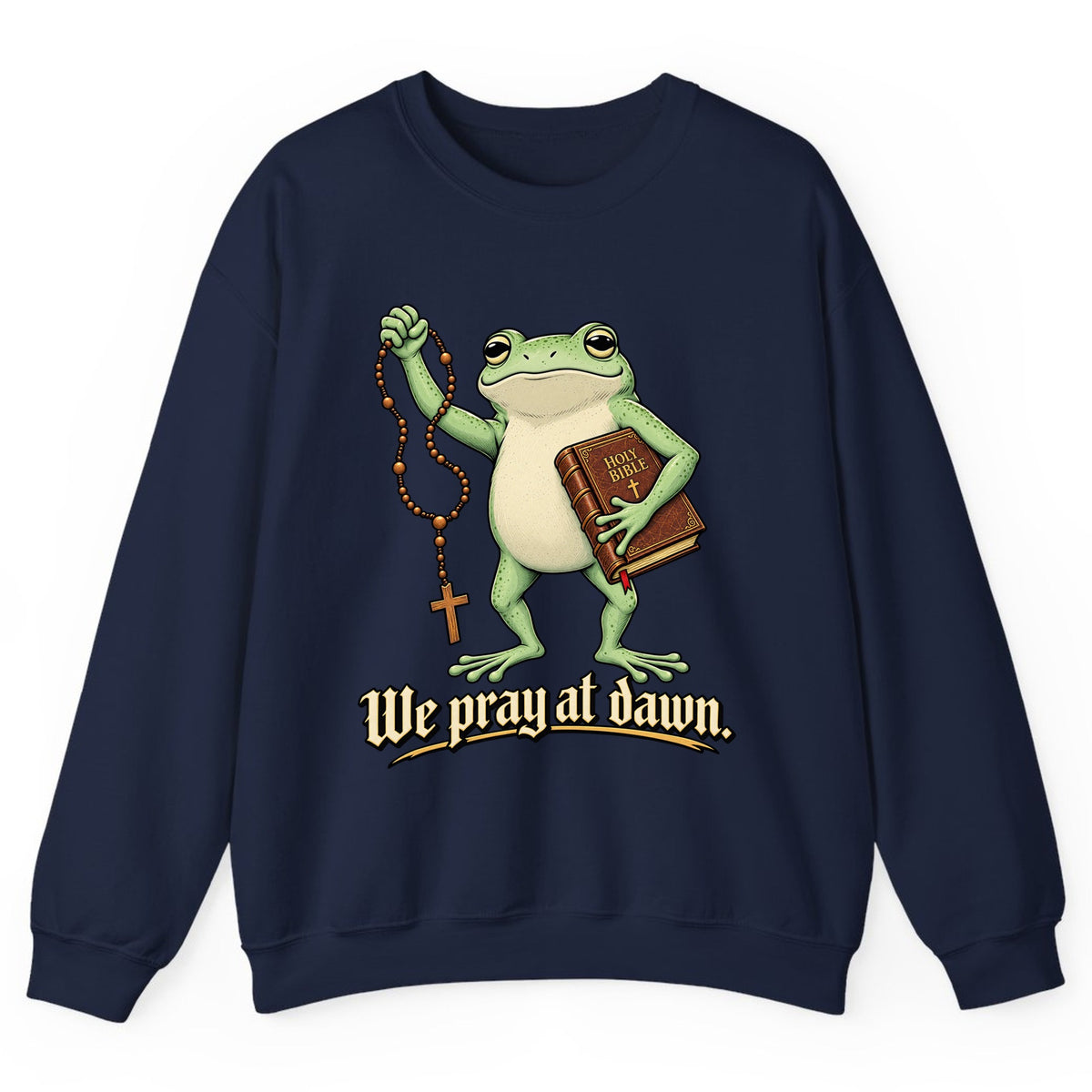 We Pray at Dawn Frog Crewneck Sweatshirt - Navy
