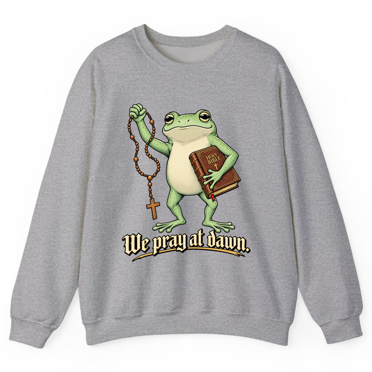We Pray at Dawn Frog Crewneck Sweatshirt - Sport Grey