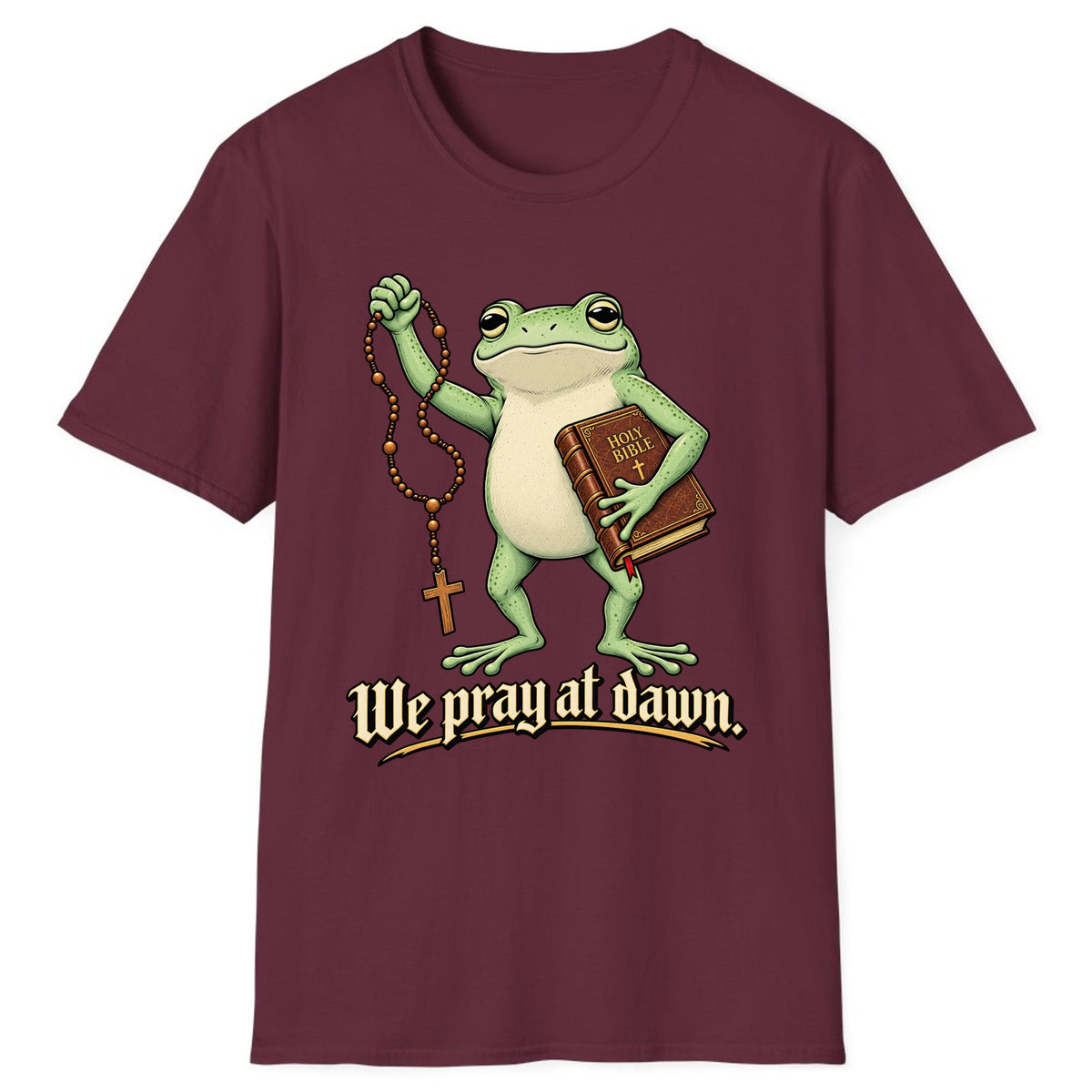 We Pray at Dawn Frog Classic Tee - Maroon