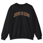 Jesus Is King Varsity Crewneck Sweatshirt - Black