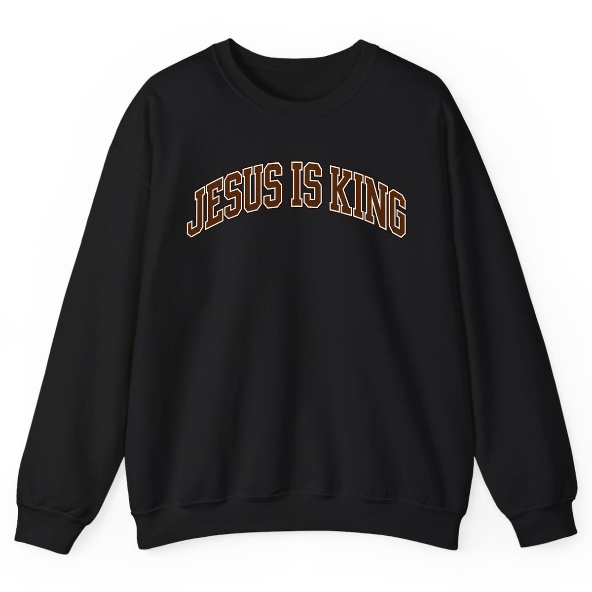 Jesus Is King Varsity Crewneck Sweatshirt - Black
