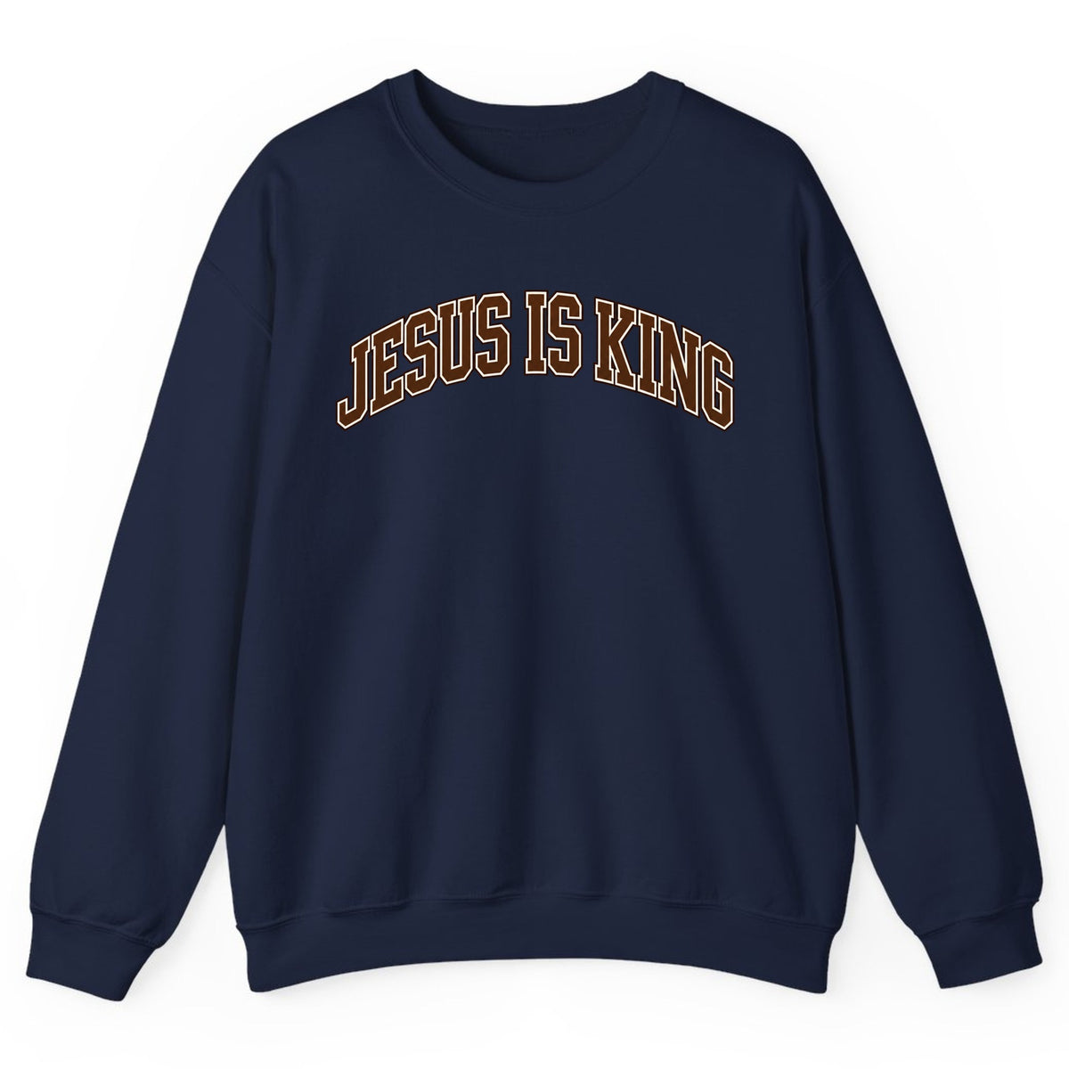 Jesus Is King Varsity Crewneck Sweatshirt - Navy