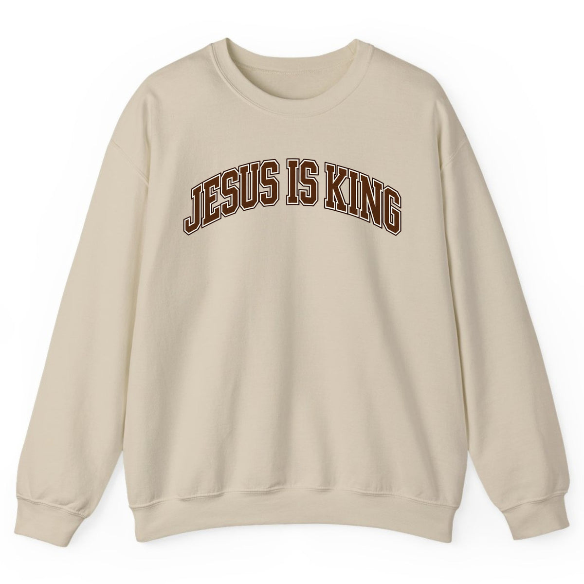 Jesus Is King Varsity Crewneck Sweatshirt - Sand