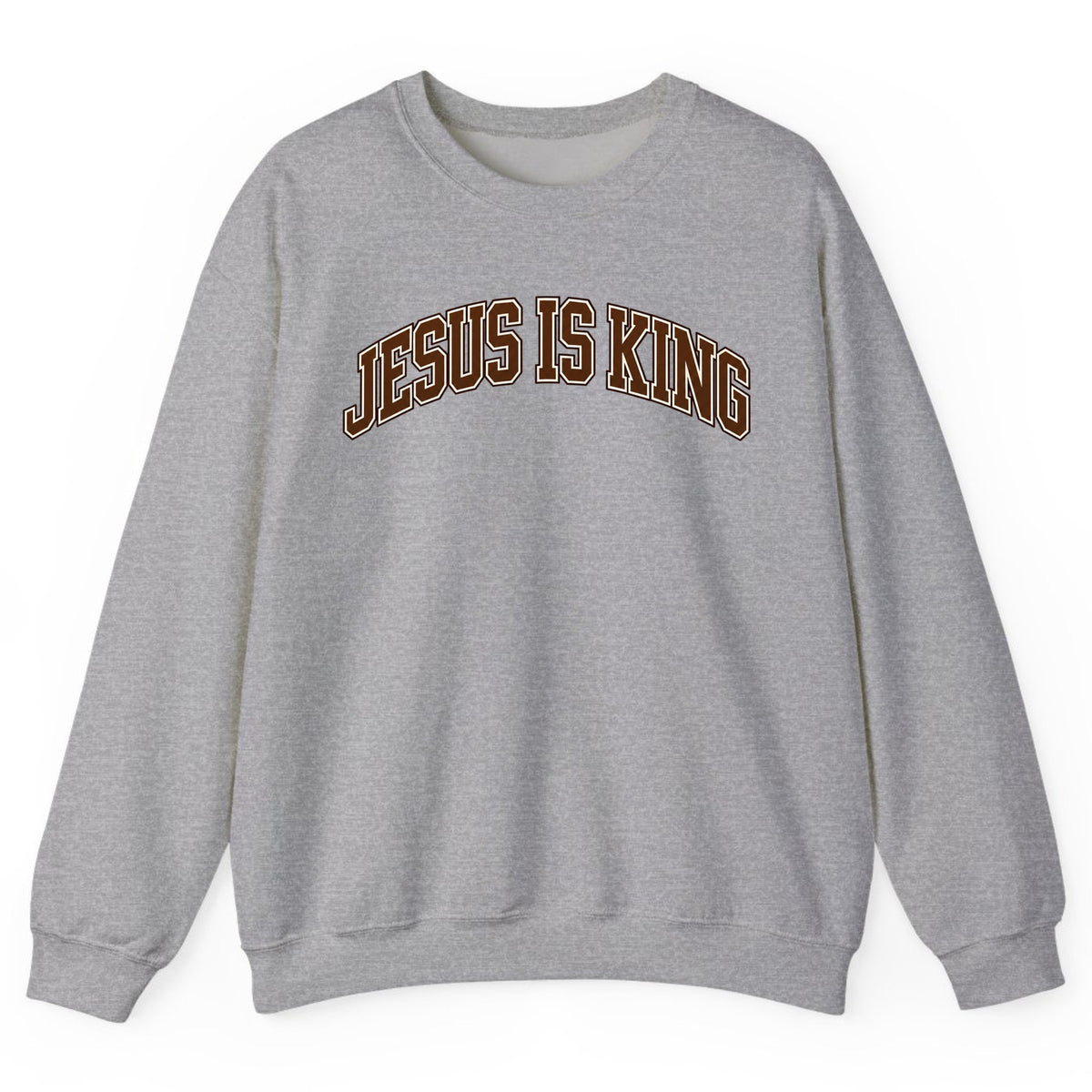 Jesus Is King Varsity Crewneck Sweatshirt - Sport Grey
