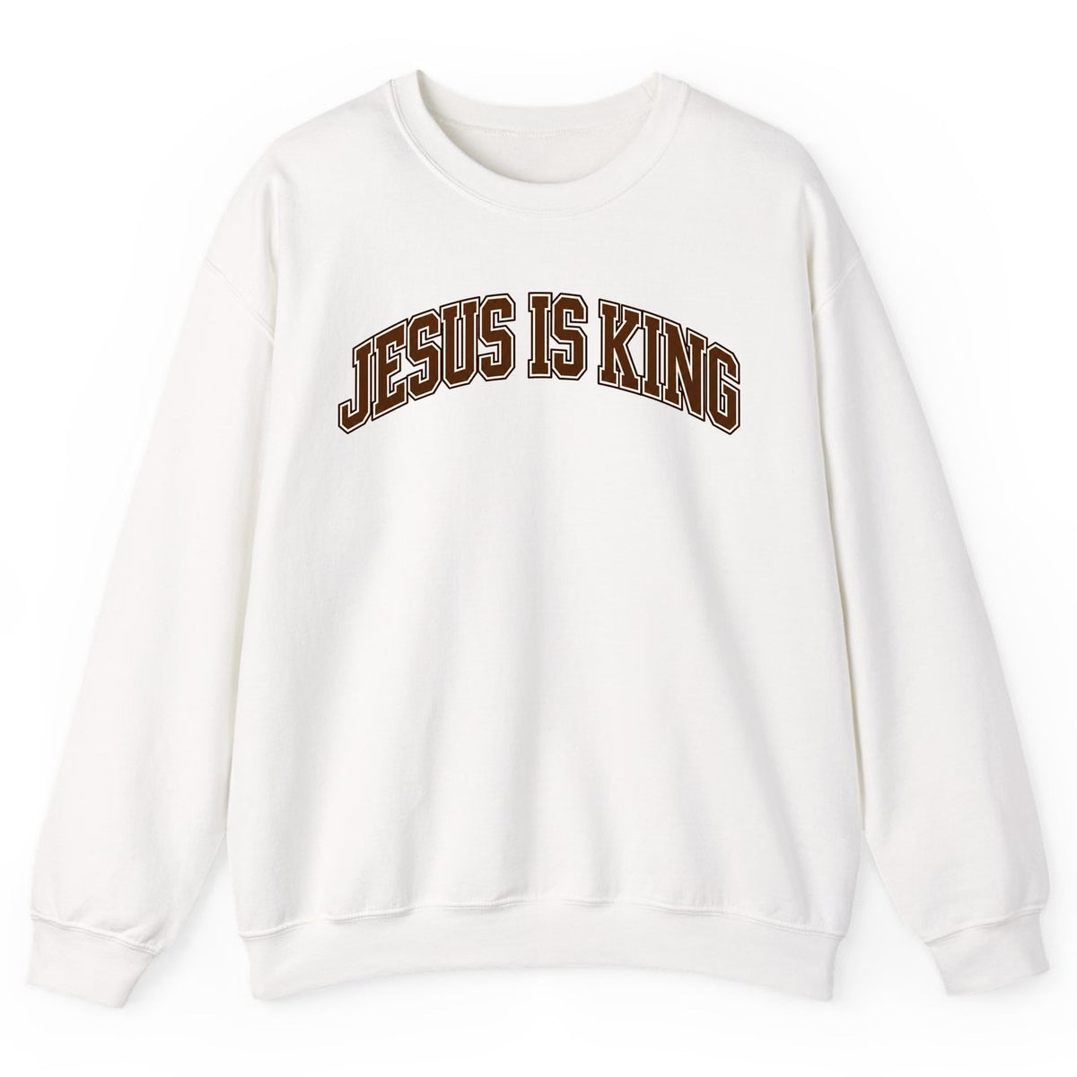 Jesus Is King Varsity Crewneck Sweatshirt - White