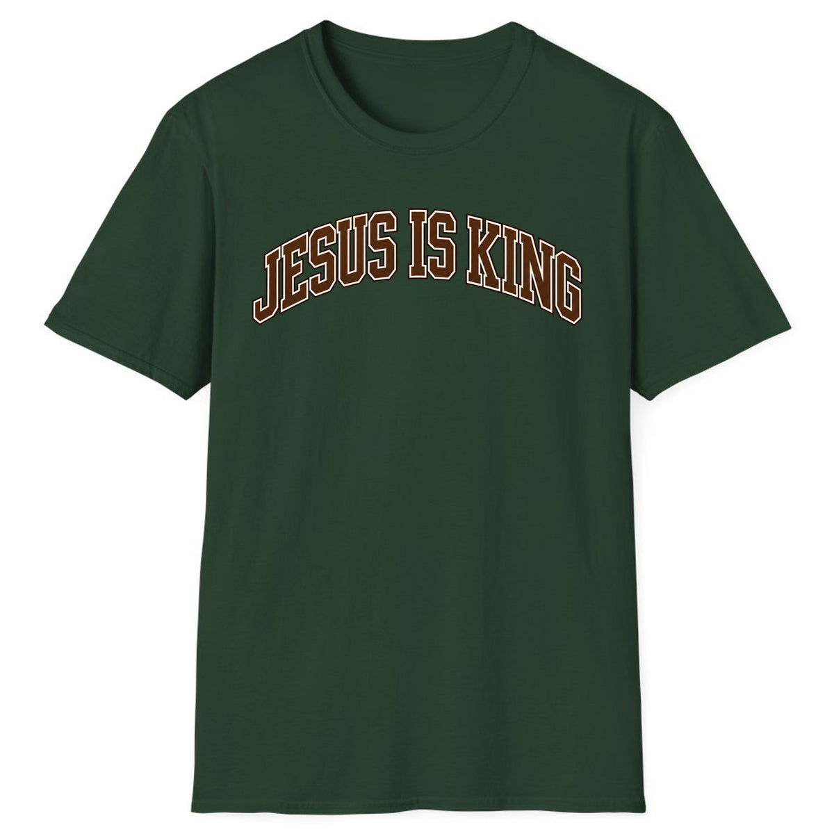 Jesus Is King Varsity Classic Tee - Forest Green