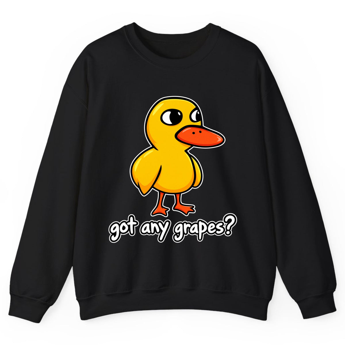 Got Any Grapes Duck Meme Crewneck Sweatshirt - Black