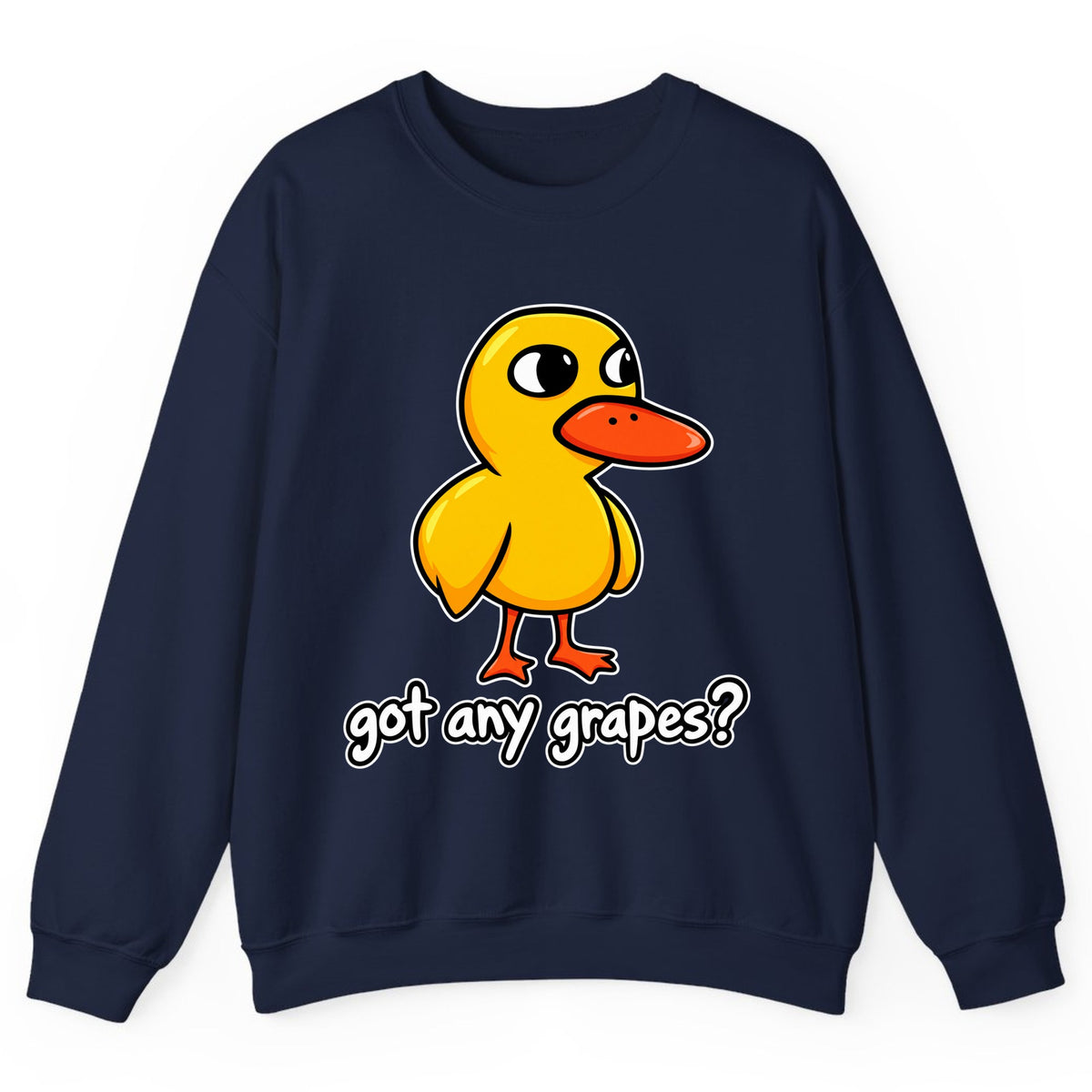 Got Any Grapes Duck Meme Crewneck Sweatshirt - Navy