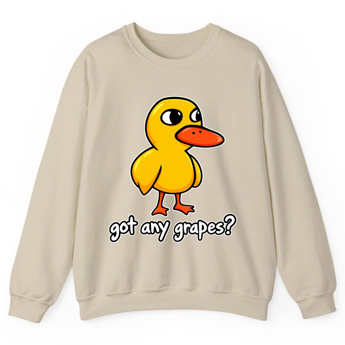 Got Any Grapes Duck Meme Crewneck Sweatshirt - Sand