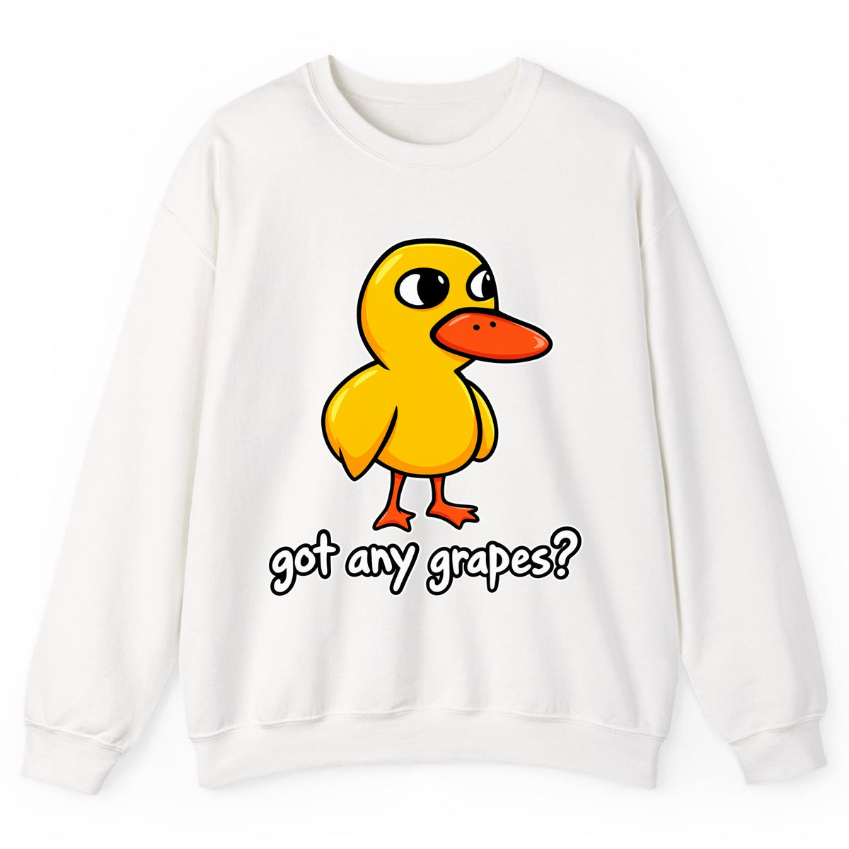 Got Any Grapes Duck Meme Crewneck Sweatshirt - White