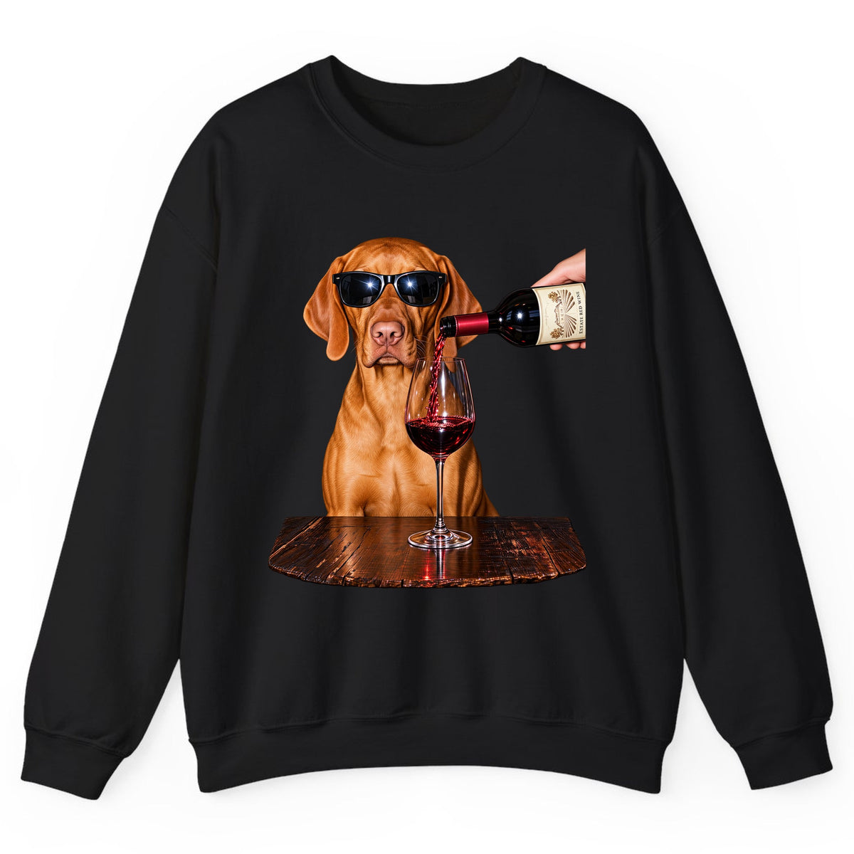 Cool Dog Wine Hour Crewneck Sweatshirt - Black