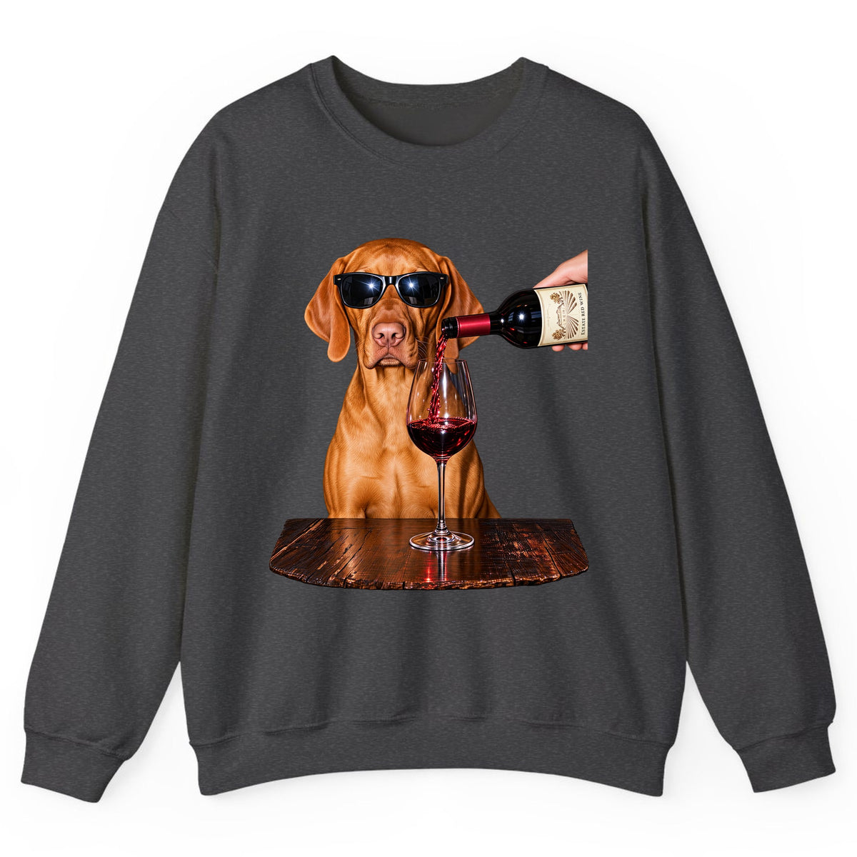 Cool Dog Wine Hour Crewneck Sweatshirt - Dark Heather