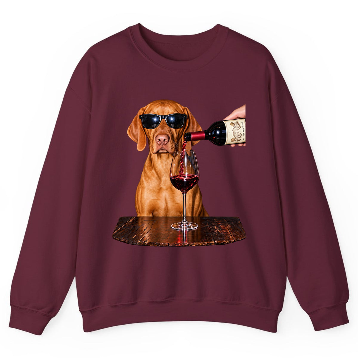 Cool Dog Wine Hour Crewneck Sweatshirt - Maroon