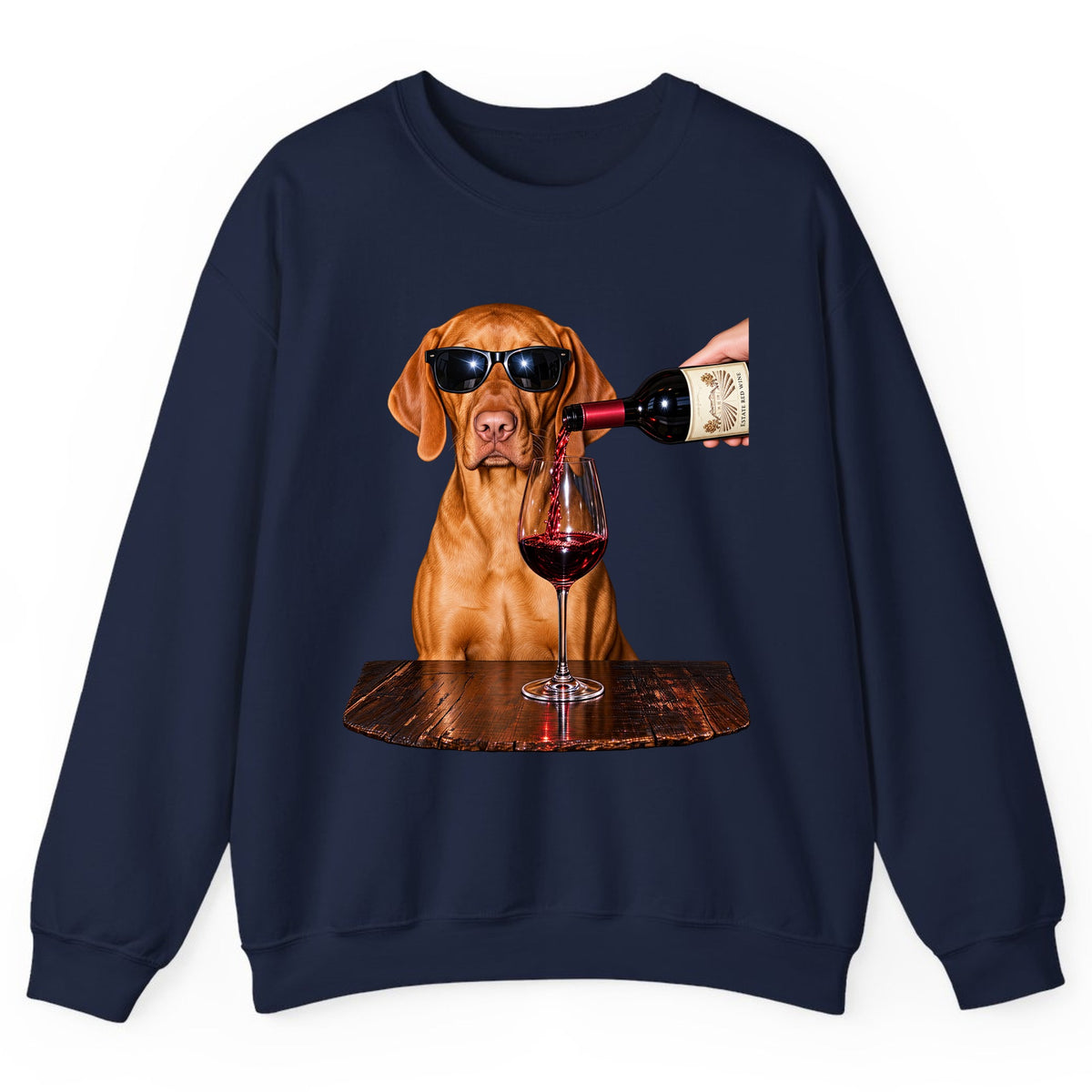 Cool Dog Wine Hour Crewneck Sweatshirt - Navy