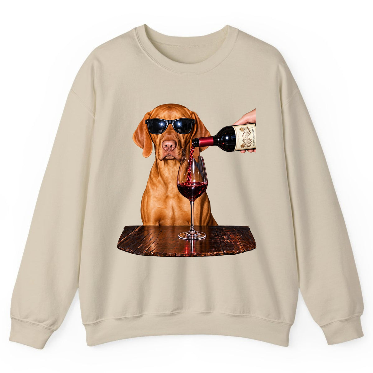 Cool Dog Wine Hour Crewneck Sweatshirt - Sand