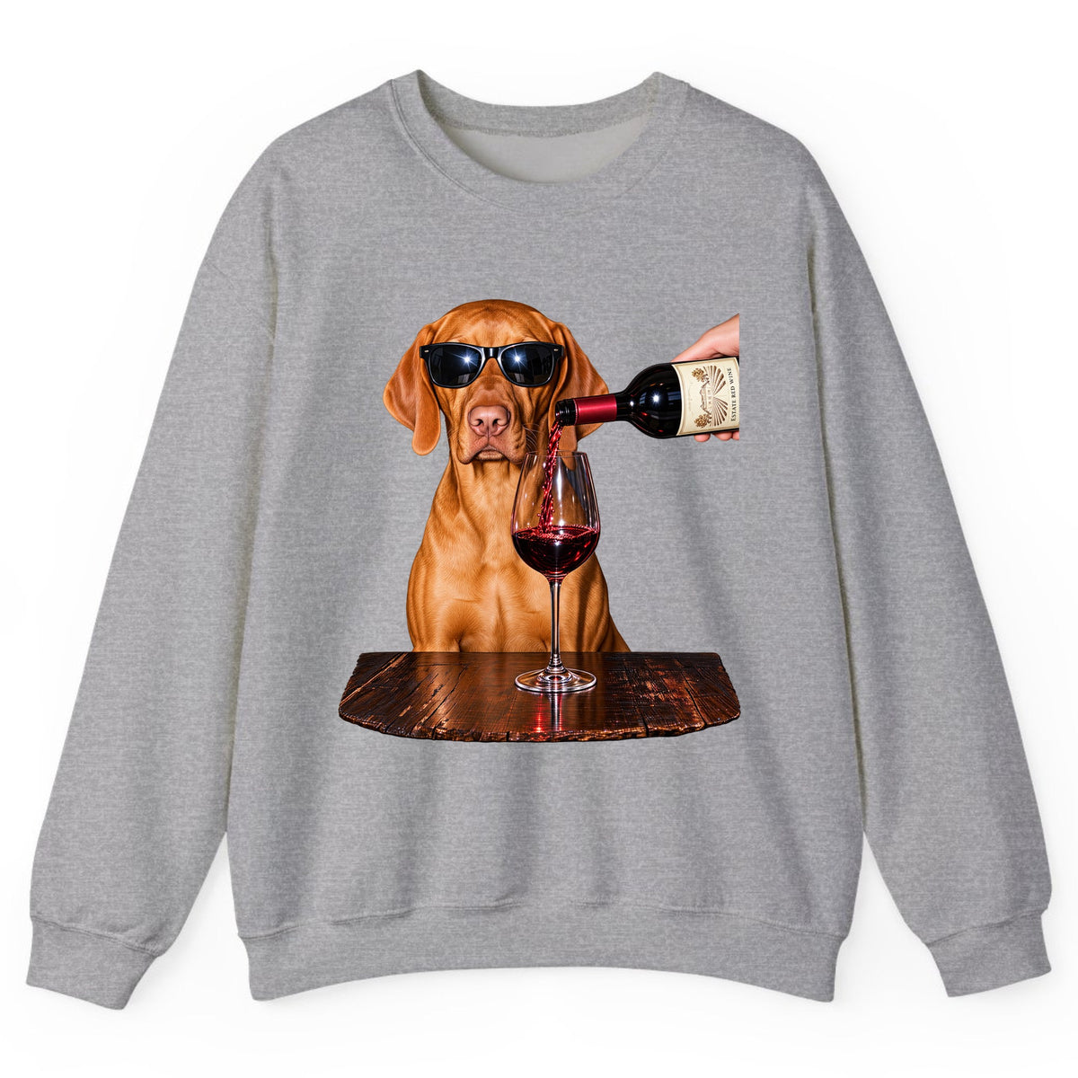 Cool Dog Wine Hour Crewneck Sweatshirt - Sport Grey