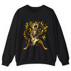 Rock and Roar Guitar Cat Crewneck Sweatshirt - Black