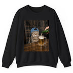 Tabby Cat Beer Pour Crewneck Sweatshirt - Black