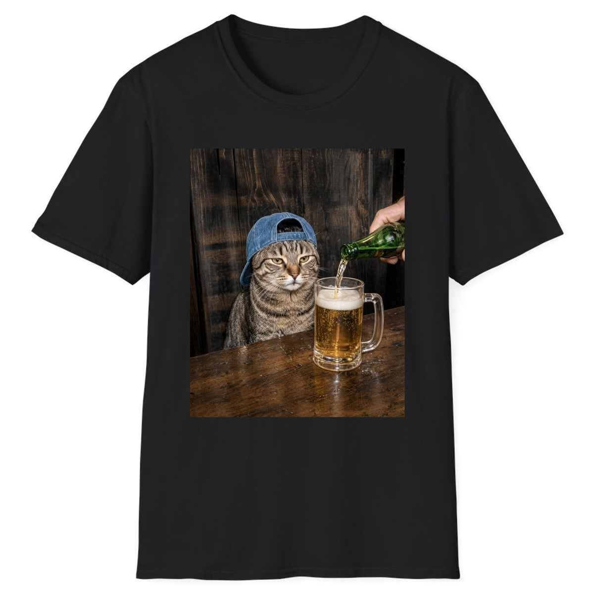 Tabby Cat Beer Pour Classic Tee - Black