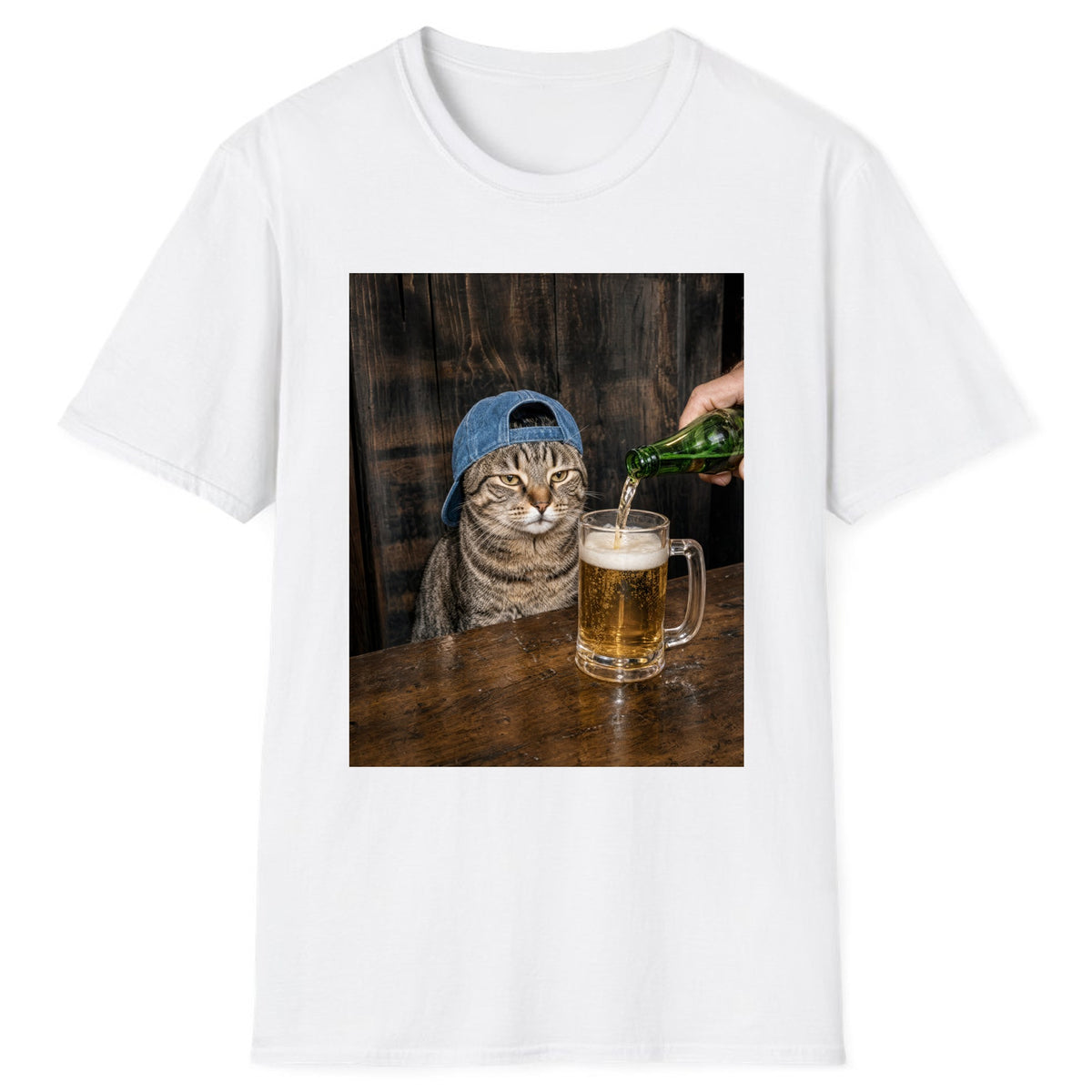 Tabby Cat Beer Pour Classic Tee - White